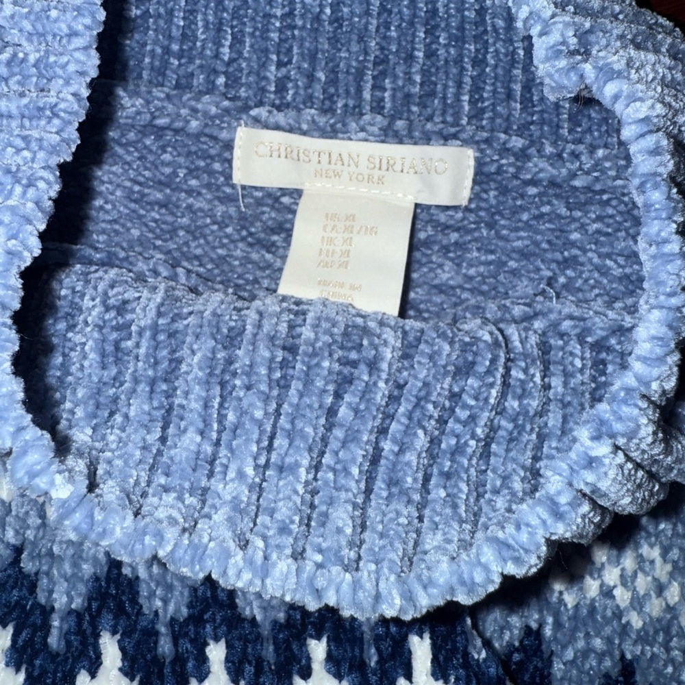 Christian Siriano Blue and White Turtleneck Sweater - Picture 2 of 2